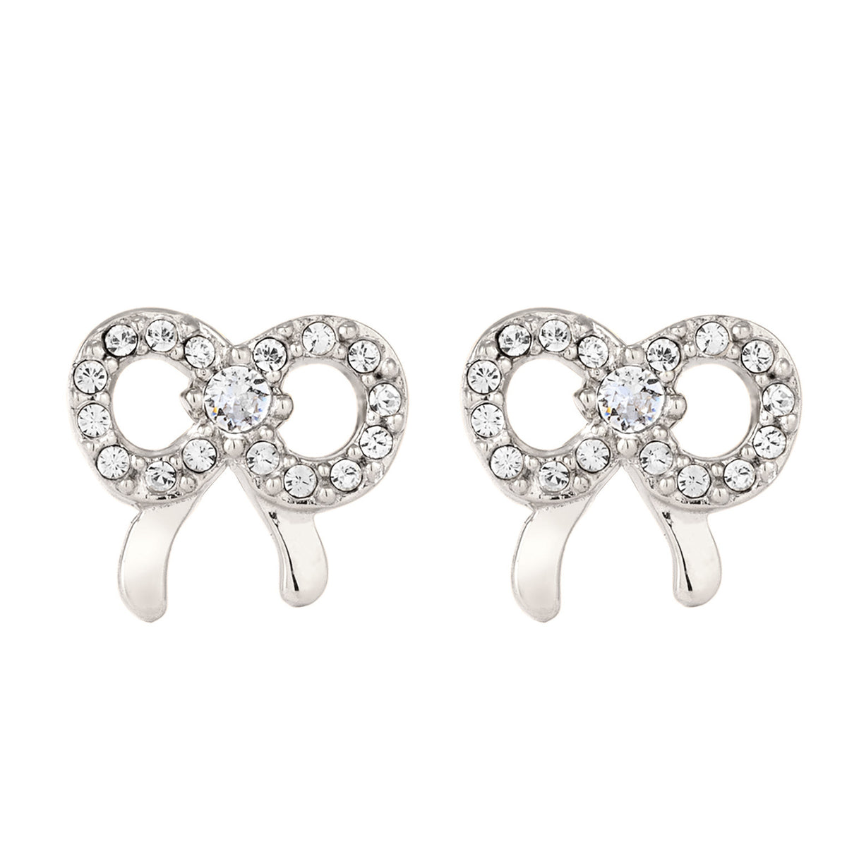 Silber - Elli | Ohrstecker Schleife | Mit Kristallen von Swarovski® (Weiß) | 925 Sterling Silber