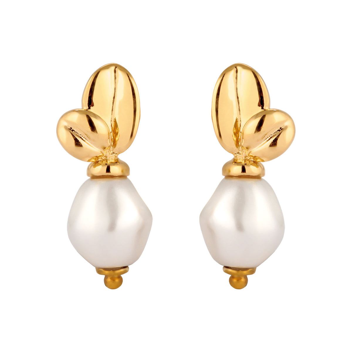 Gold - Elli PREMIUM | Ohrstecker Blume | Synthetische Perle (Weiß) | 925 Sterling Silber vergoldet