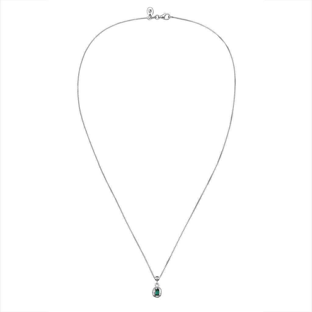 Silber - Elli PREMIUM | Halskette Organic | Synthetischer Smaragd (Grün) | 925 Sterling Silber