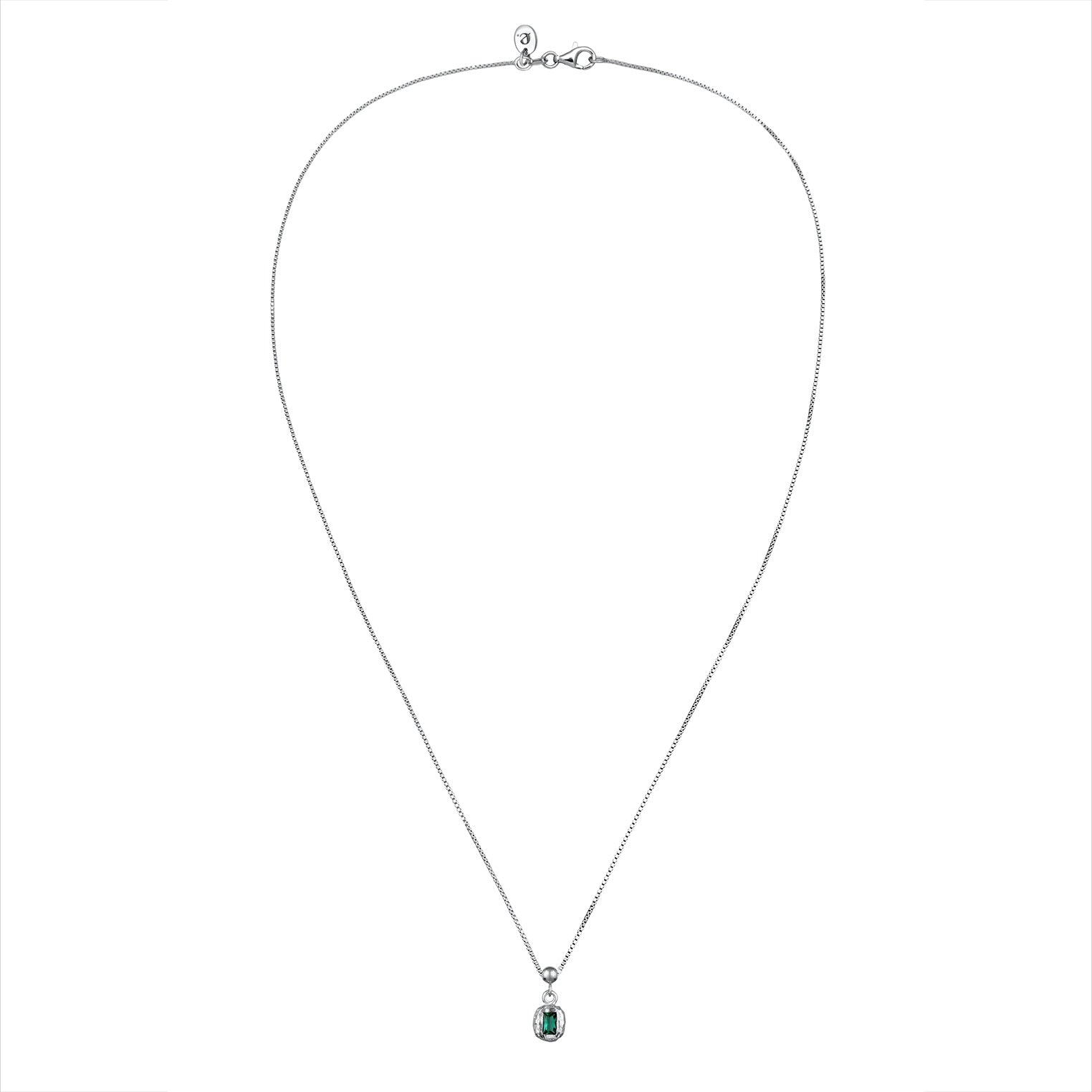 Silber - Elli PREMIUM | Halskette Organic | Synthetischer Smaragd (Grün) | 925 Sterling Silber