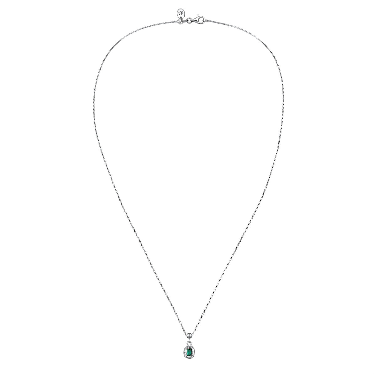 Silber - Elli PREMIUM | Halskette Organic | Synthetischer Smaragd (Grün) | 925 Sterling Silber