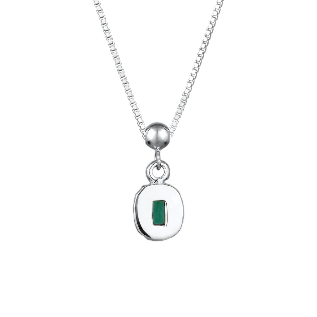Silber - Elli PREMIUM | Halskette Organic | Synthetischer Smaragd (Grün) | 925 Sterling Silber