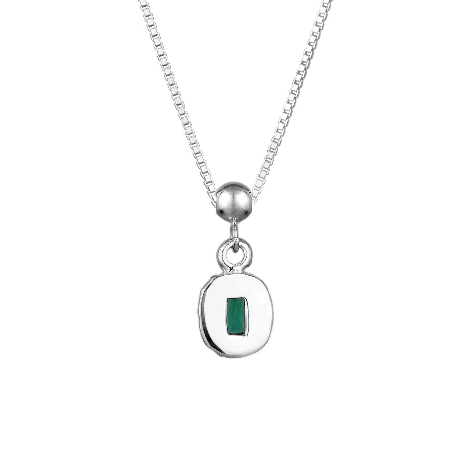 Silber - Elli PREMIUM | Halskette Organic | Synthetischer Smaragd (Grün) | 925 Sterling Silber
