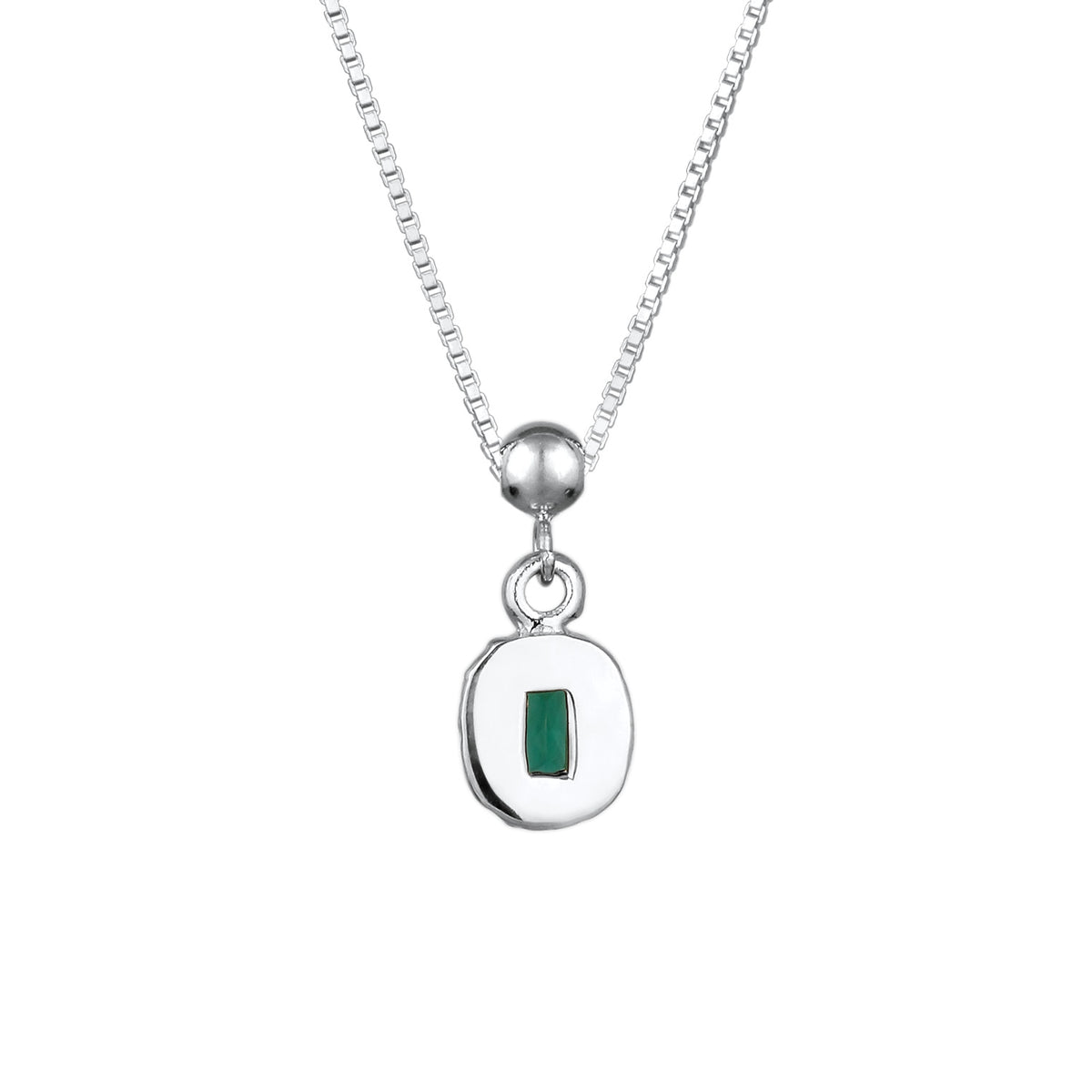 Silber - Elli PREMIUM | Halskette Organic | Synthetischer Smaragd (Grün) | 925 Sterling Silber