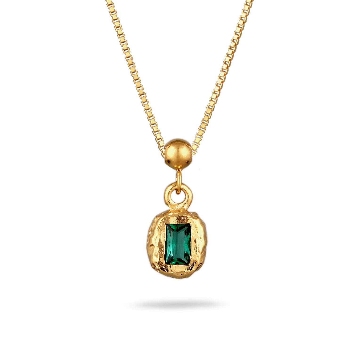 Gold - Elli PREMIUM | Halskette Organic | Synthetischer Smaragd (Grün) | 925 Sterling Silber vergoldet