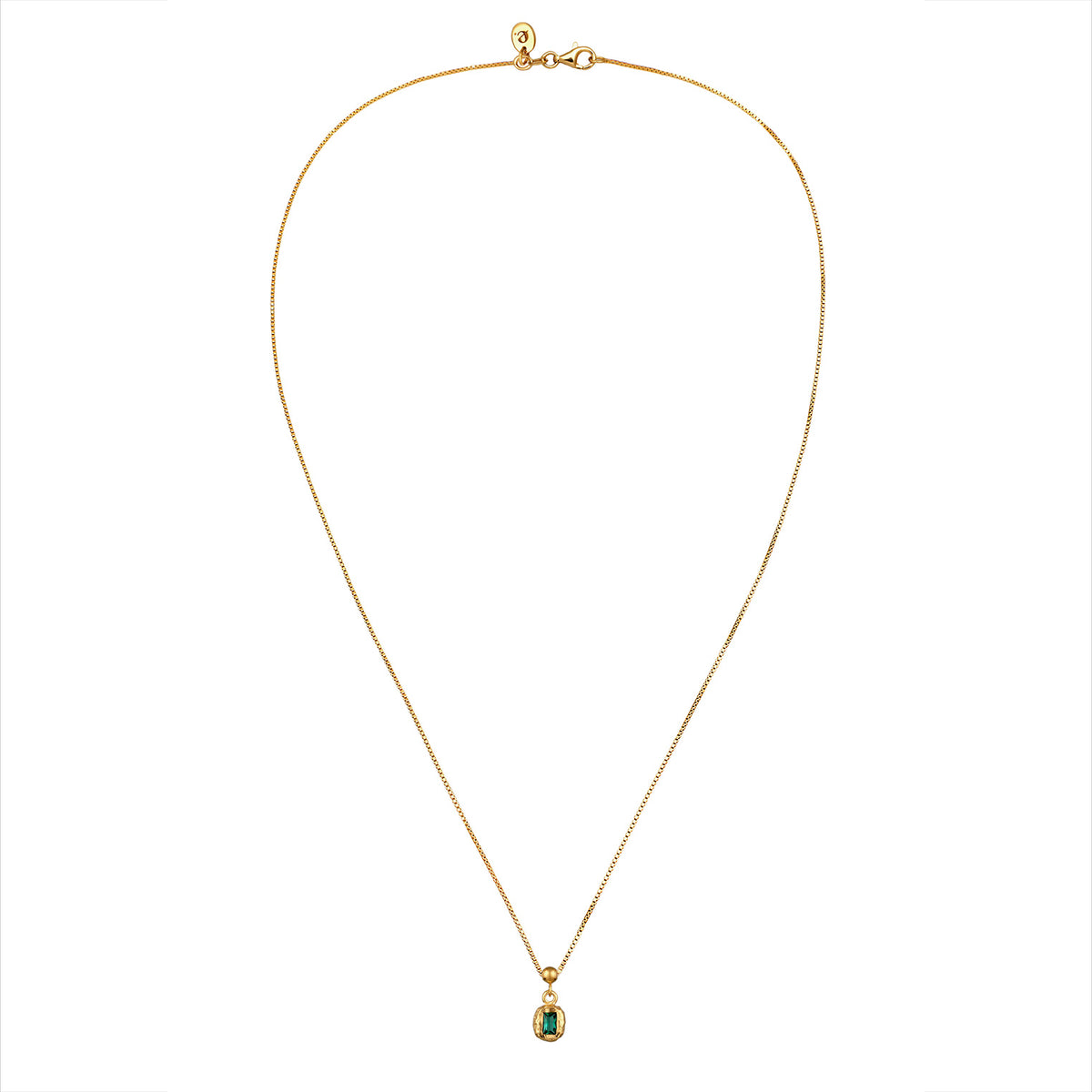Gold - Elli PREMIUM | Halskette Organic | Synthetischer Smaragd (Grün) | 925 Sterling Silber vergoldet