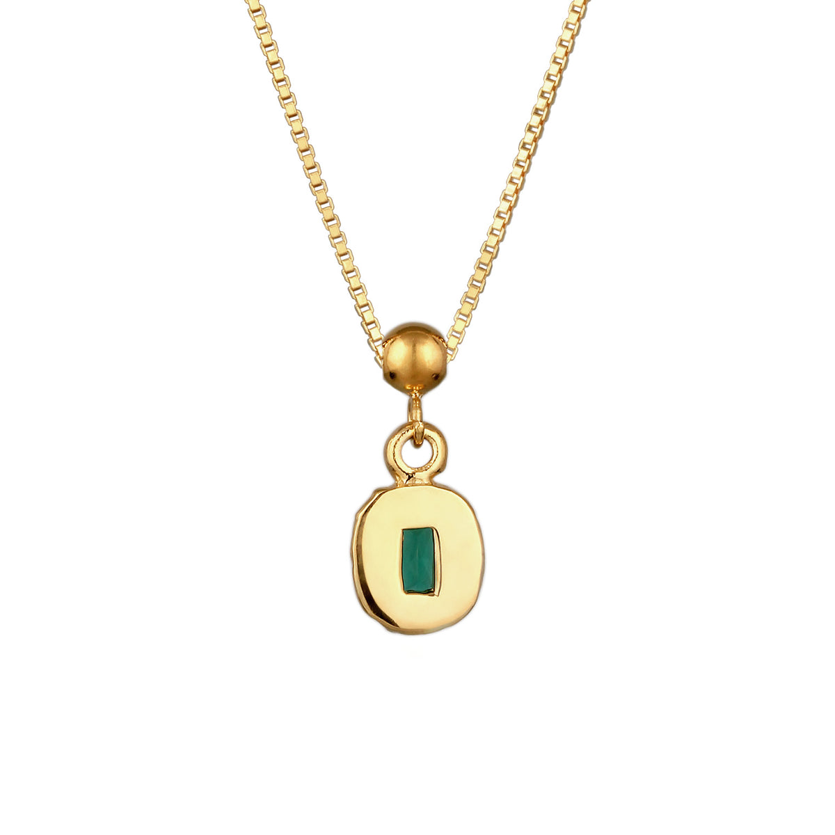 Gold - Elli PREMIUM | Halskette Organic | Synthetischer Smaragd (Grün) | 925 Sterling Silber vergoldet