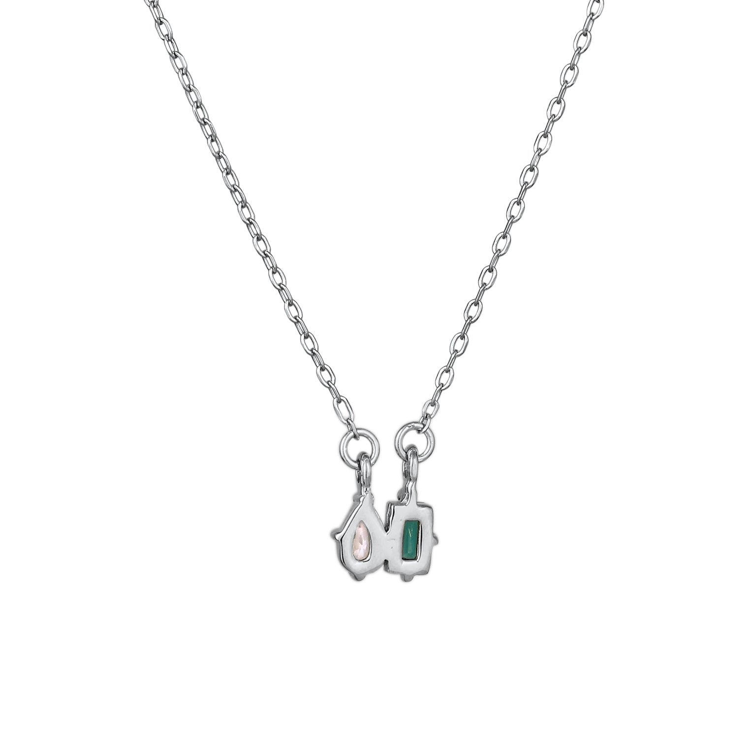 Silber - Elli PREMIUM | Halskette Tropfen | Synthetischer Smaragd (Grün) & Zirkonia (Weiß) | 925 Sterling Silber