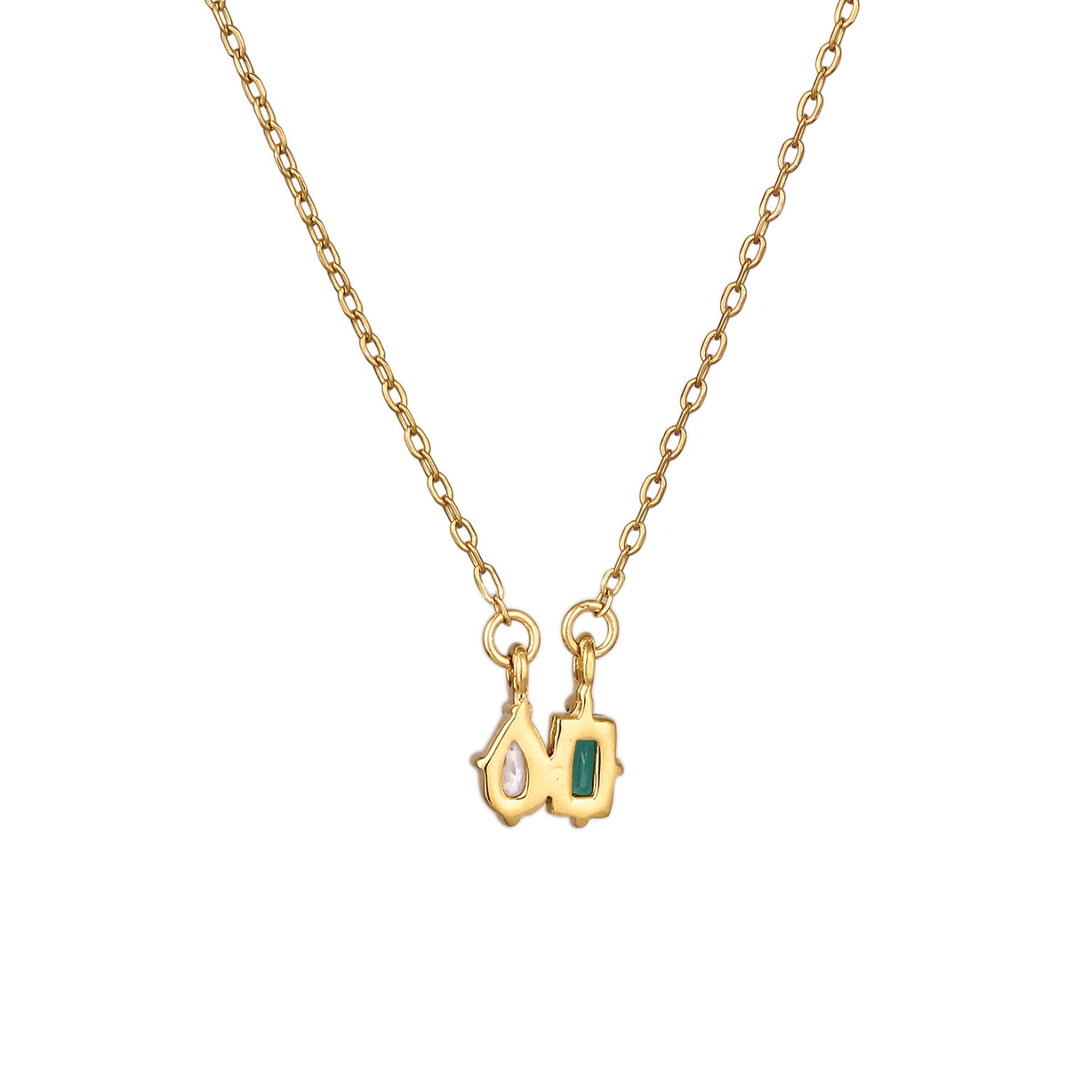 Gold - Elli PREMIUM | Halskette Tropfen | Synthetischer Smaragd (Grün) & Zirkonia (Weiß) | 925 Sterling Silber vergoldet