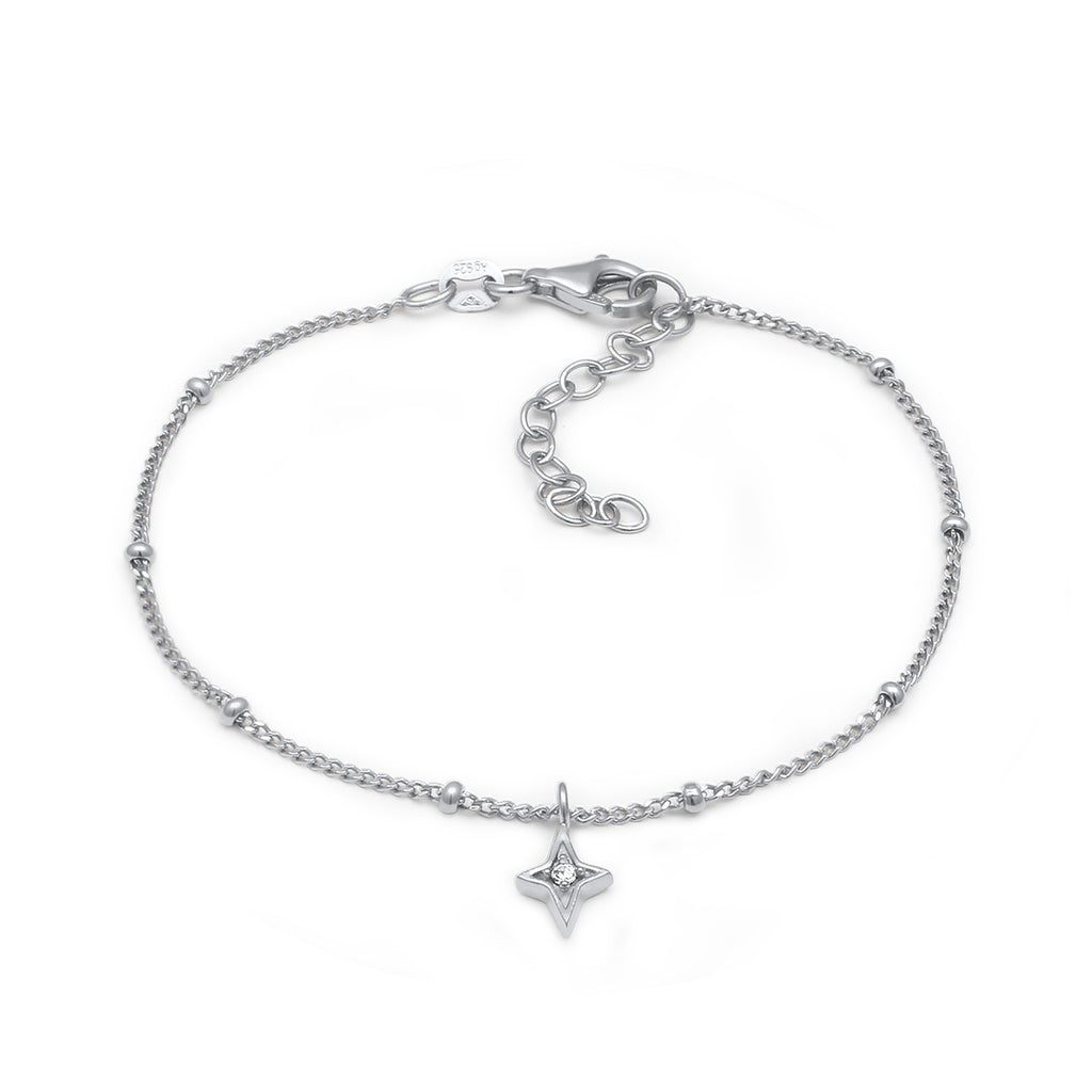 Silber - Elli | Kugel-Armband Stern Anhänger | Mit Kristallen von Swarovski® (Weiß) | 925 Sterling Silber