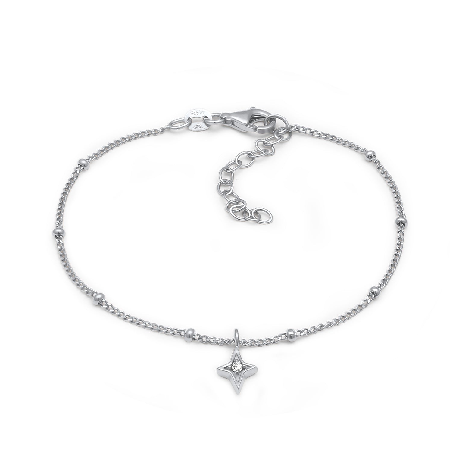 Silber - Elli | Kugel-Armband Stern Anhänger | Mit Kristallen von Swarovski® (Weiß) | 925 Sterling Silber