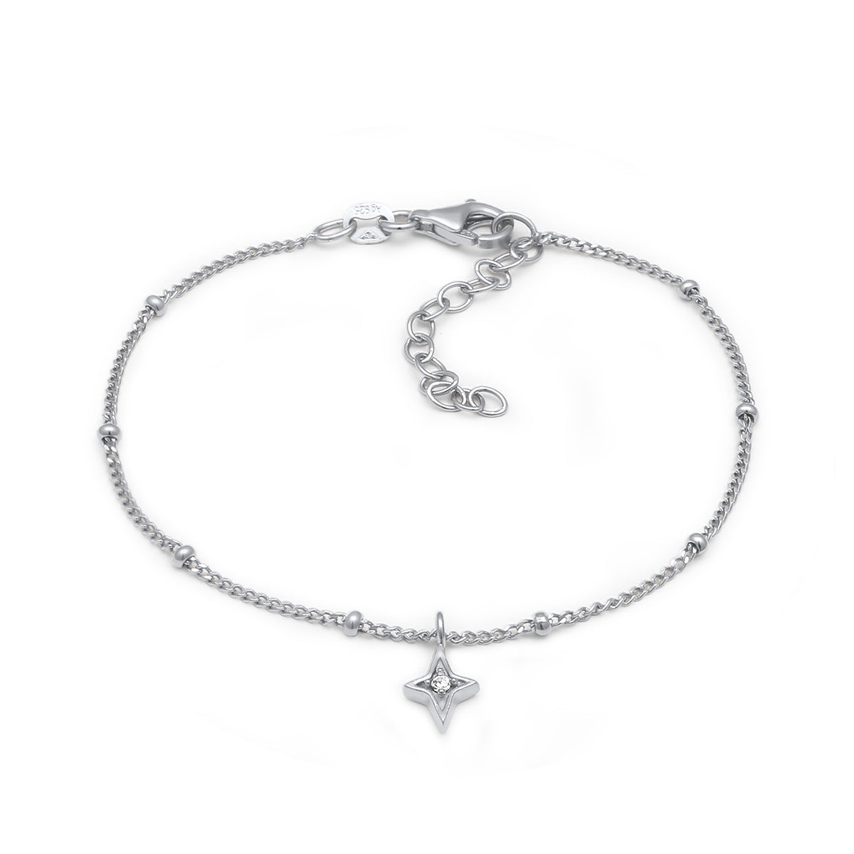 Silber - Elli | Kugel-Armband Stern Anhänger | Mit Kristallen von Swarovski® (Weiß) | 925 Sterling Silber
