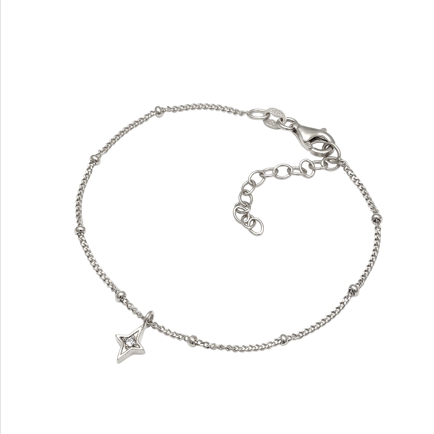 Silber - Elli | Kugel-Armband Stern Anhänger | Mit Kristallen von Swarovski® (Weiß) | 925 Sterling Silber