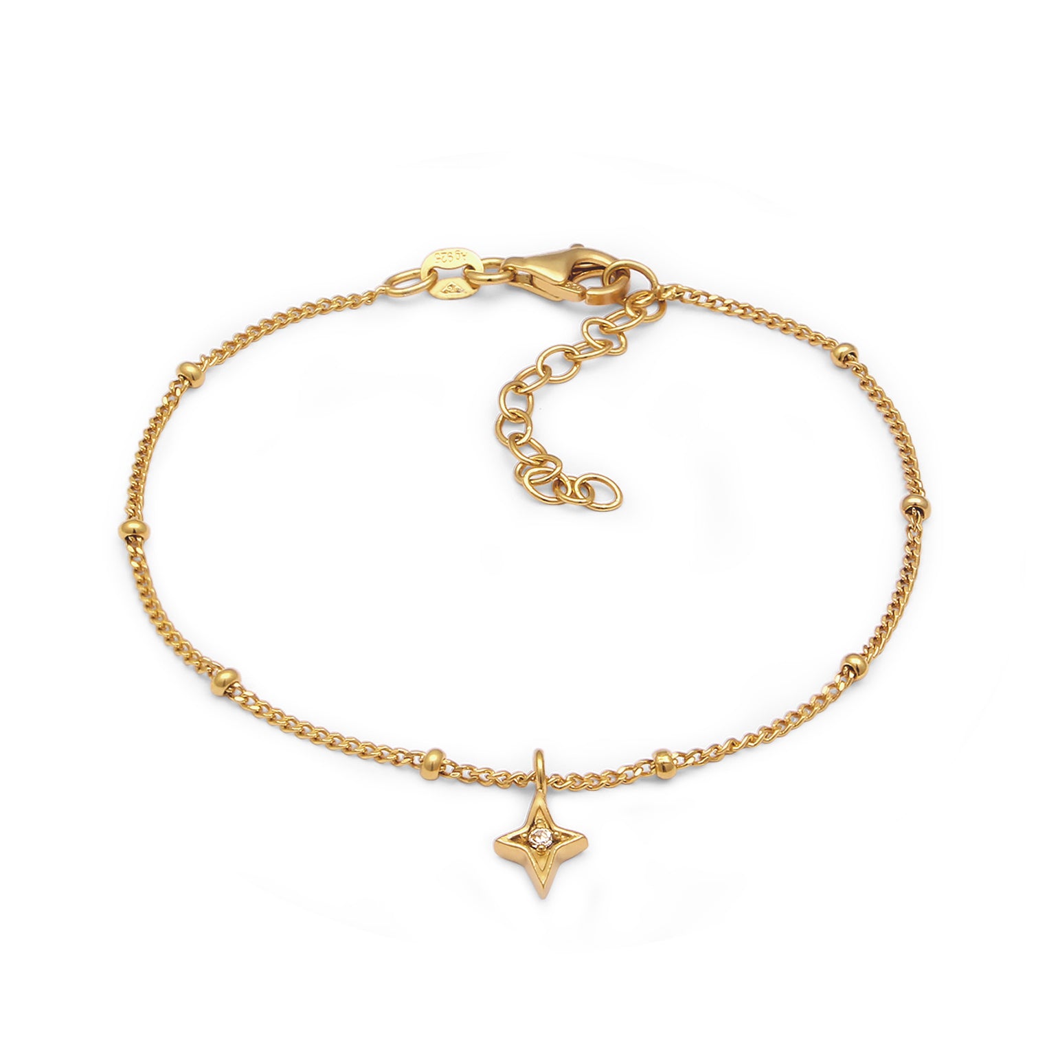Gold - Elli | Kugel-Armband Stern Anhänger | Mit Kristallen von Swarovski® (Weiß) | 925 Sterling Silber vergoldet