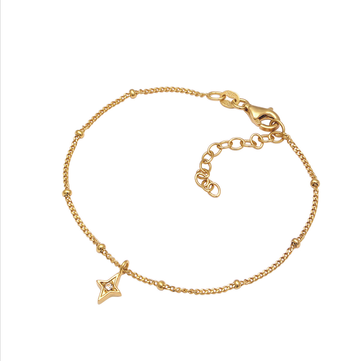 Gold - Elli | Kugel-Armband Stern Anhänger | Mit Kristallen von Swarovski® (Weiß) | 925 Sterling Silber vergoldet