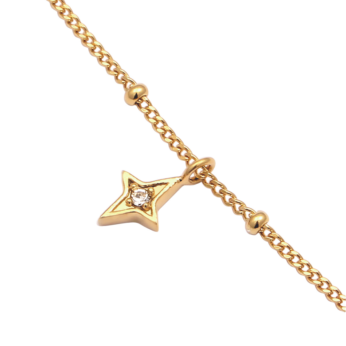 Gold - Elli | Kugel-Armband Stern Anhänger | Mit Kristallen von Swarovski® (Weiß) | 925 Sterling Silber vergoldet