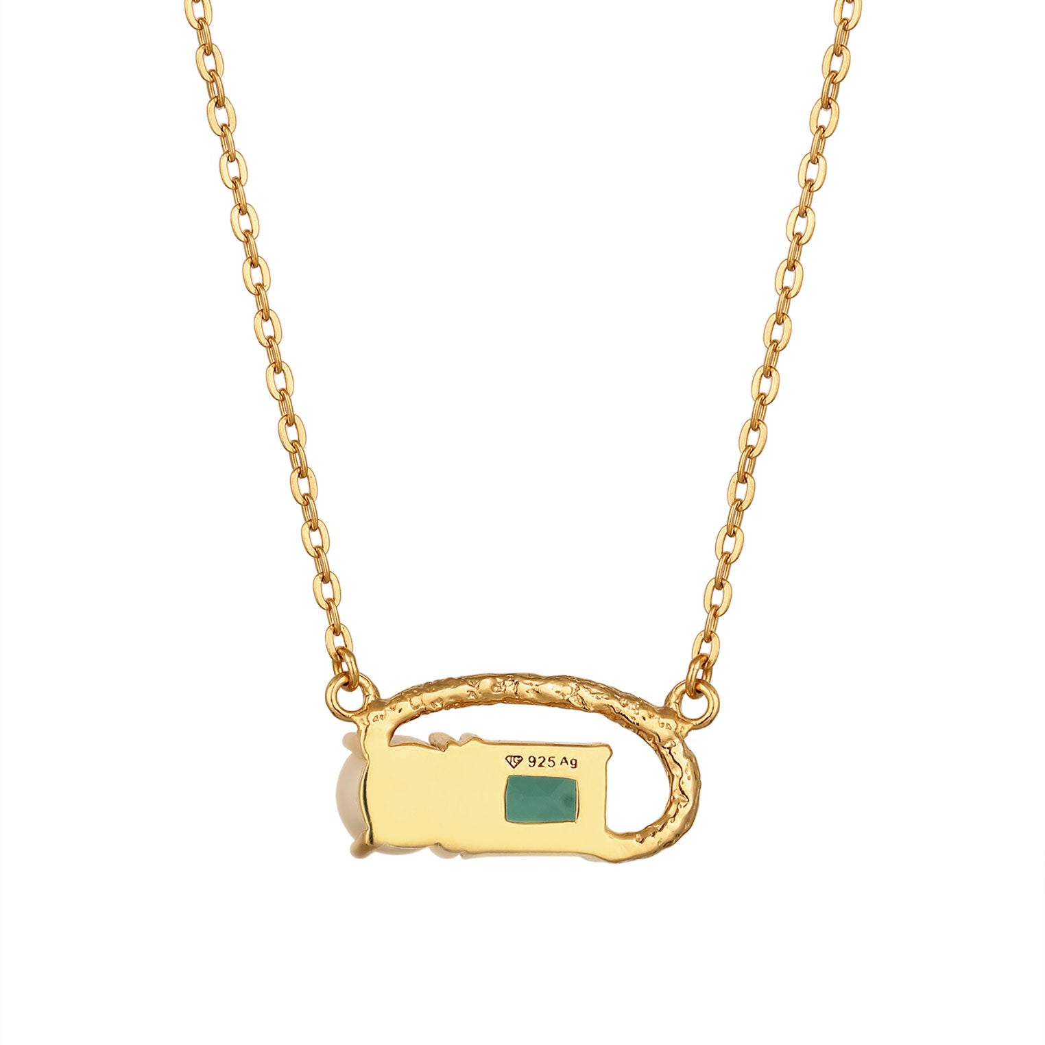 Gold - Elli PREMIUM | Halskette | Quarz (Grün) & Süßwasserperle | 925 Sterling Silber vergoldet