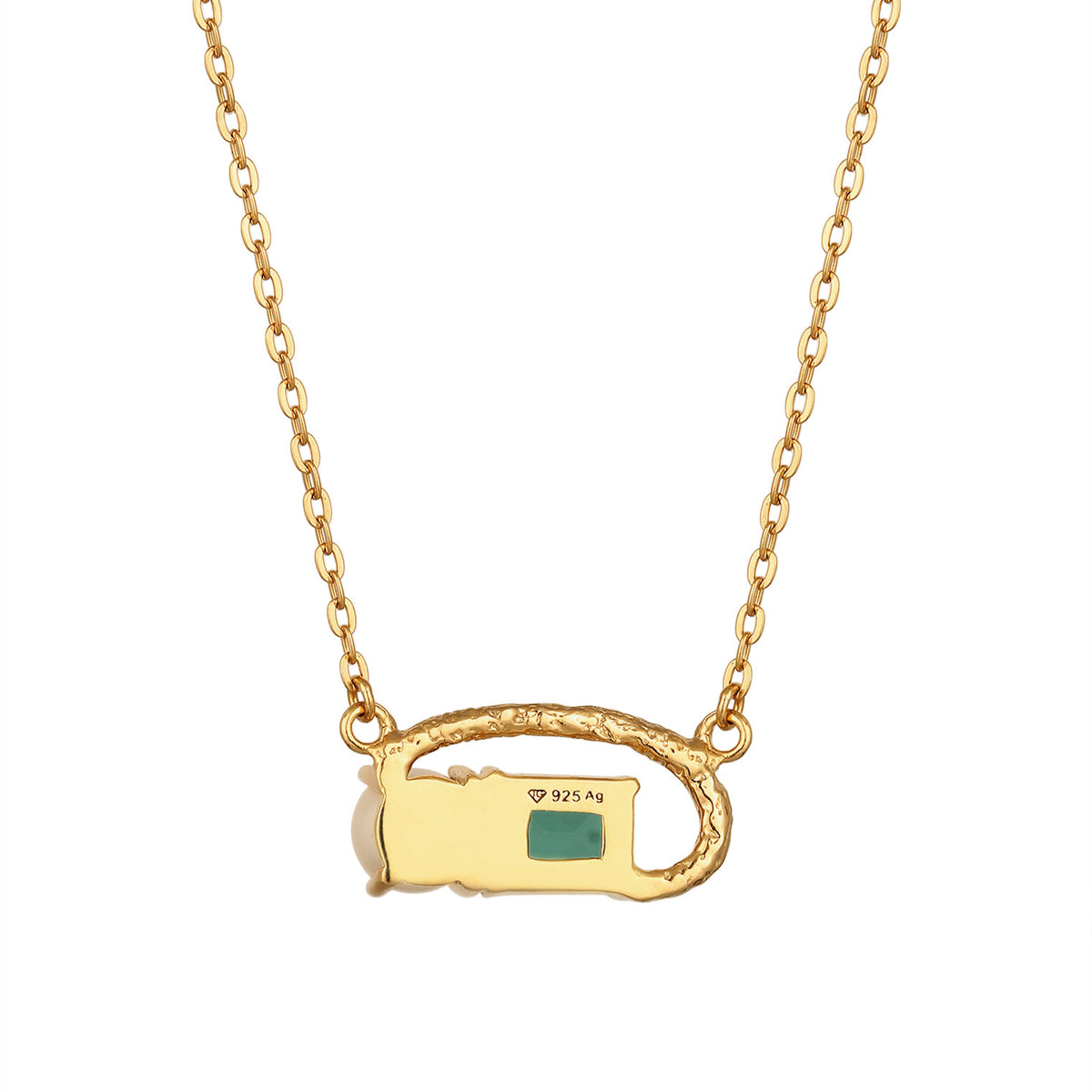 Gold - Elli PREMIUM | Halskette | Quarz (Grün) & Süßwasserperle | 925 Sterling Silber vergoldet