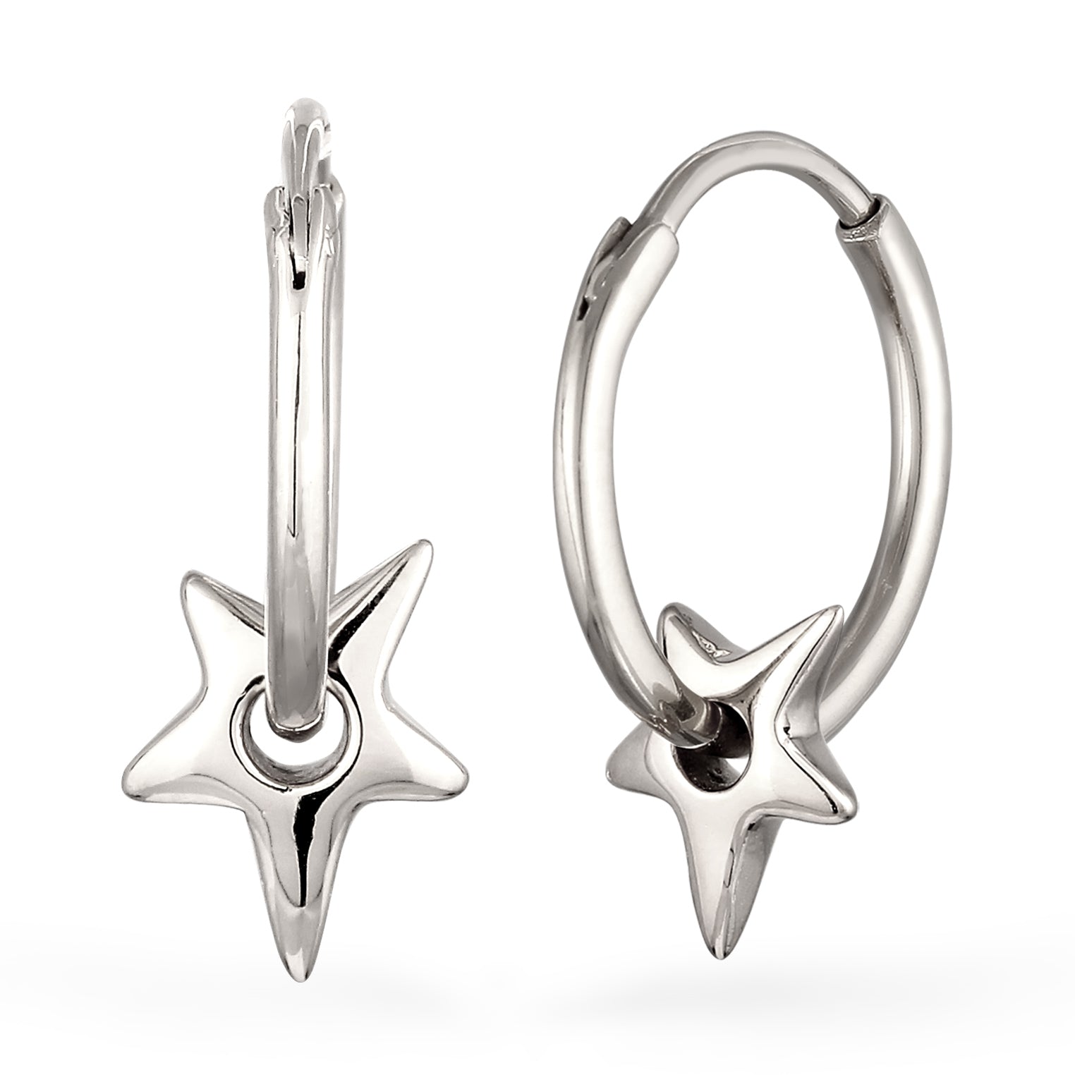 Silber - Elli | Creolen Stern | 925 Sterling Silber