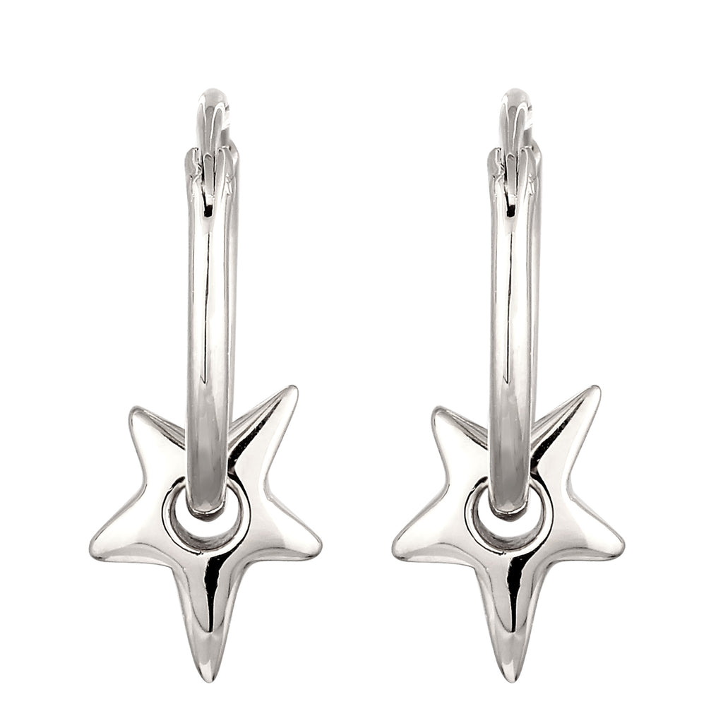 Silber - Elli | Creolen Stern | 925 Sterling Silber