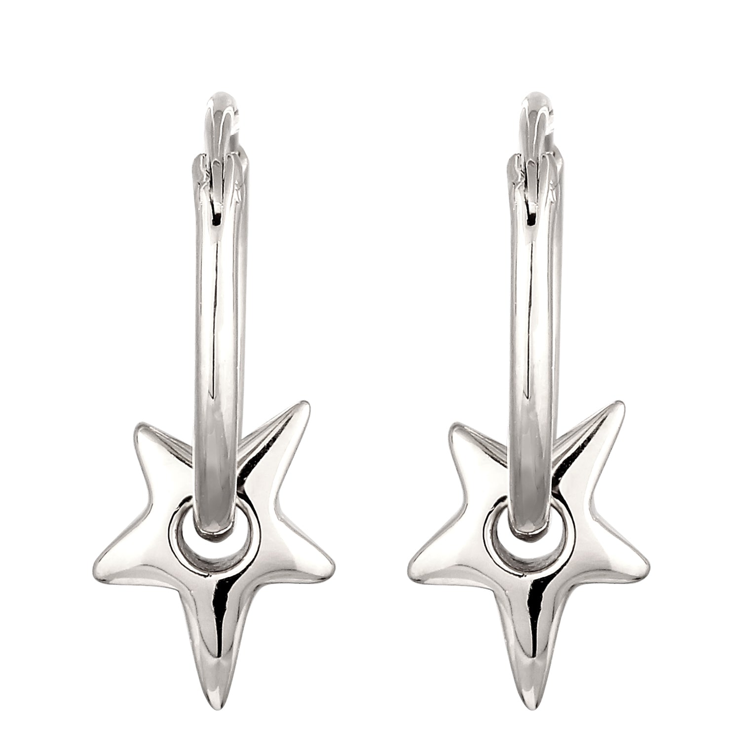 Silber - Elli | Creolen Stern | 925 Sterling Silber