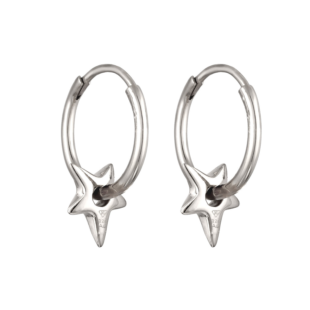 Silber - Elli | Creolen Stern | 925 Sterling Silber