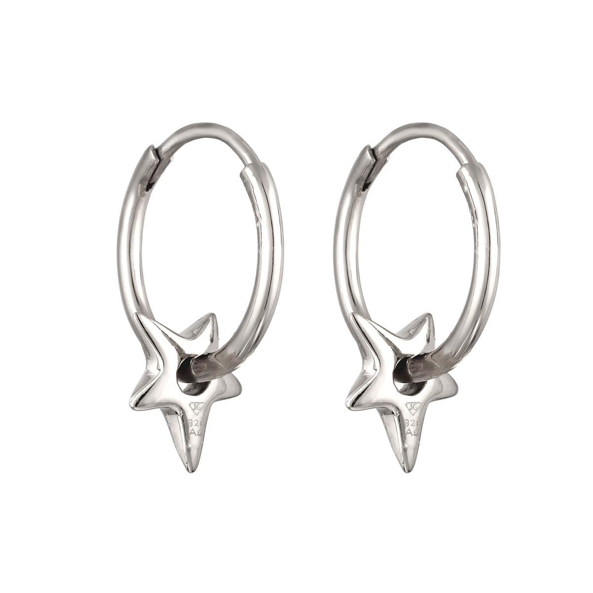 Silber - Elli | Creolen Stern | 925 Sterling Silber