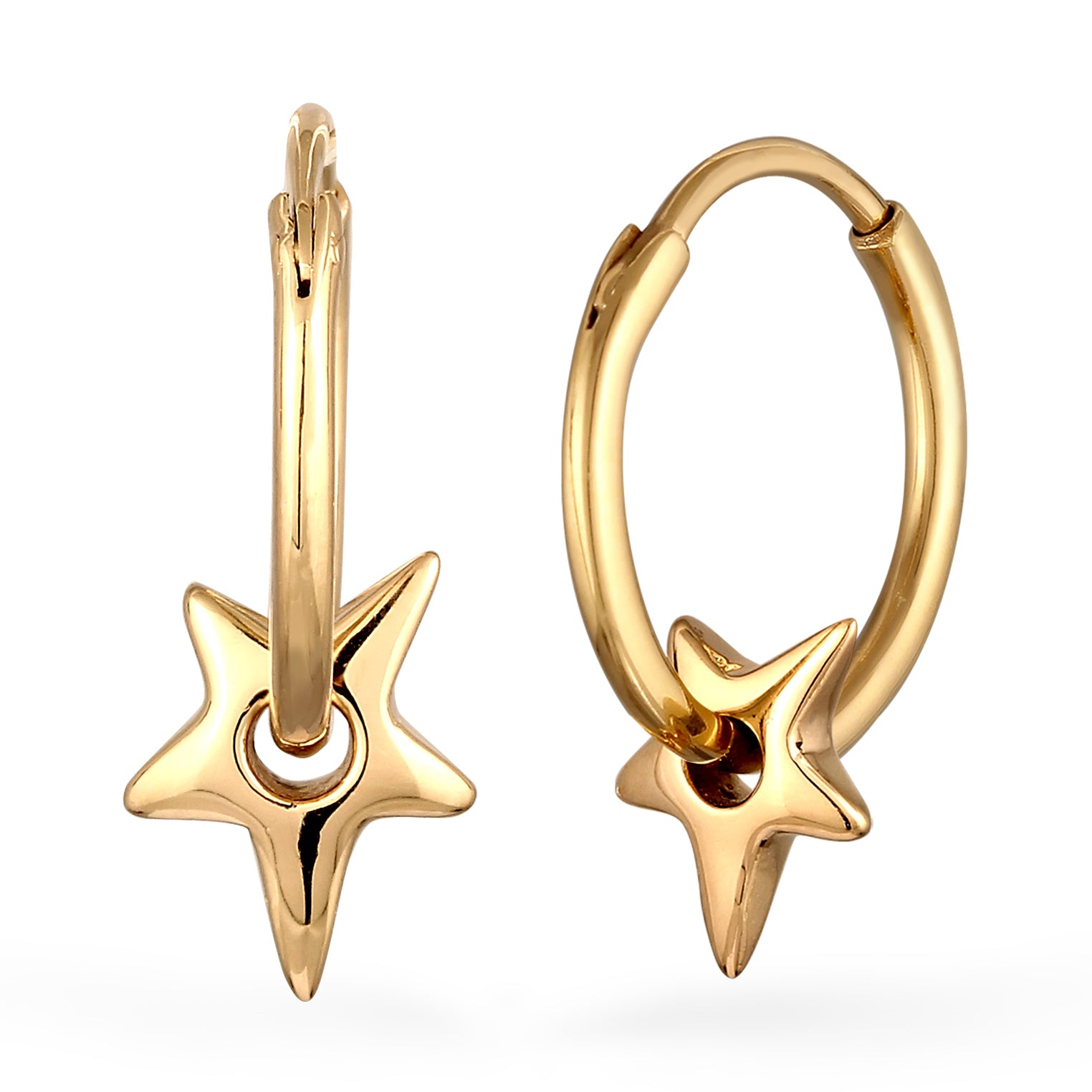 Gold - Elli | Creolen Stern | 925 Sterling Silber vergoldet