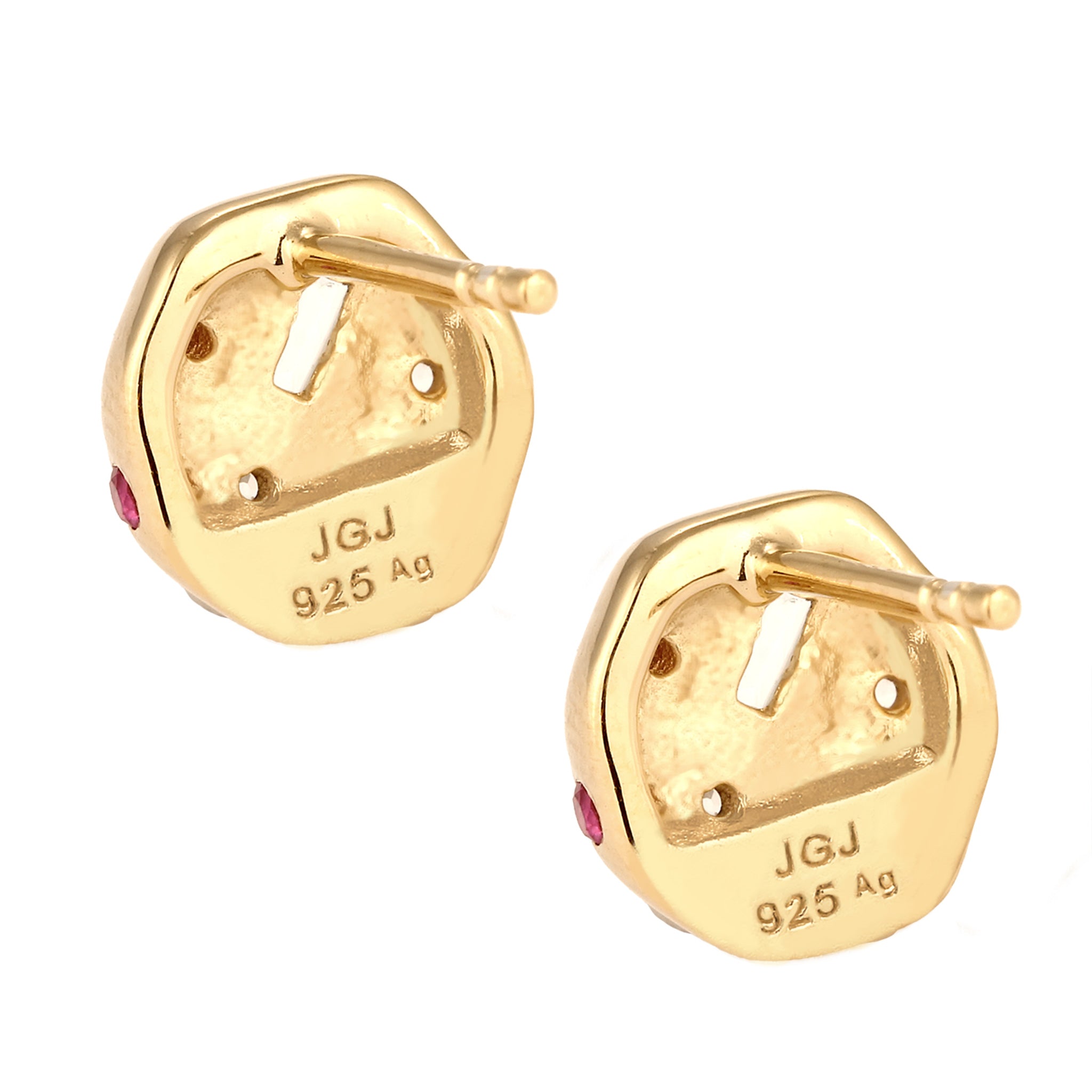 Gold - Elli PREMIUM | Ohrstecker Rund | Topas (Blau) & Saphir (Pink) & Tansanit (Lila) | 925 Sterling Silber vergoldet
