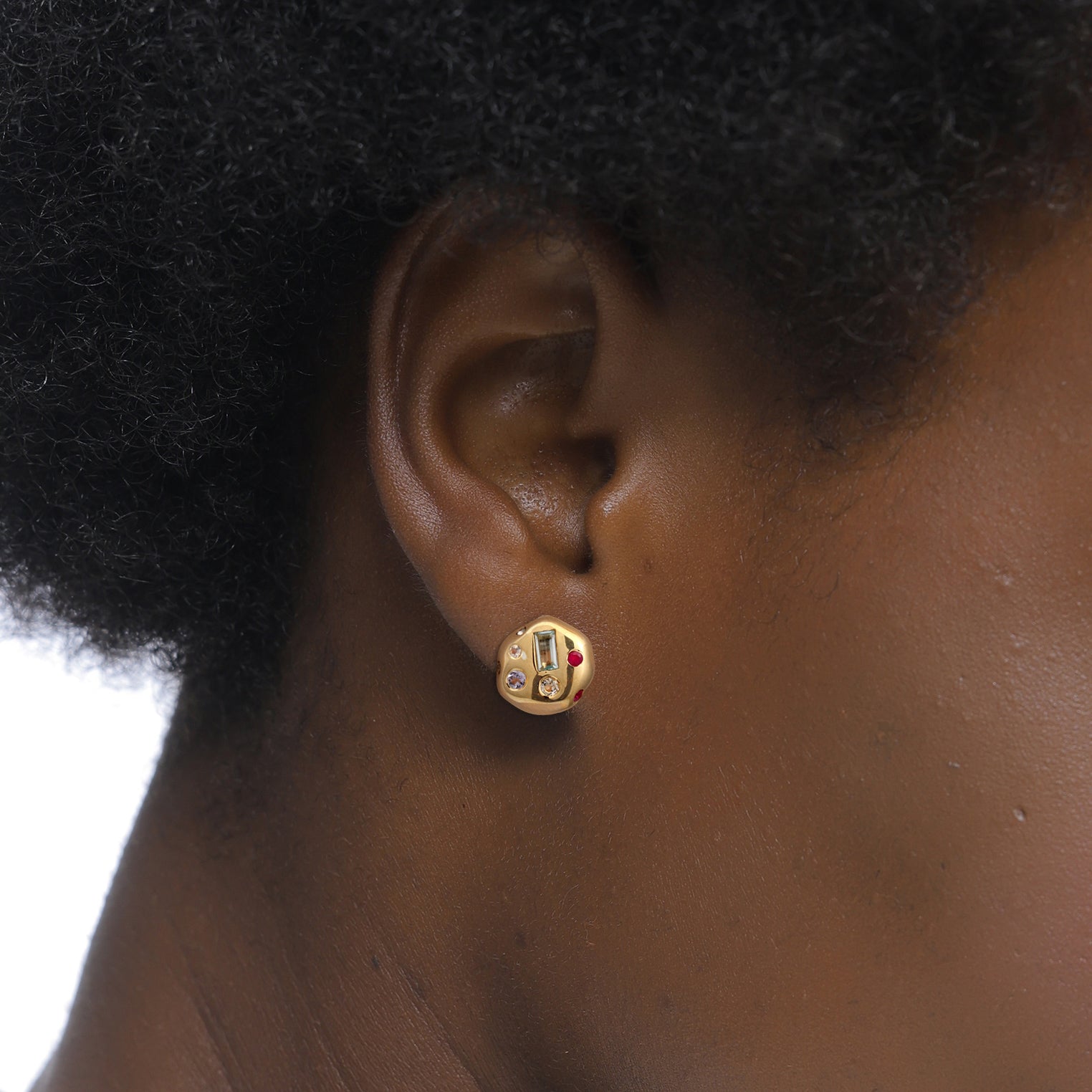 Gold - Elli PREMIUM | Ohrstecker Rund | Topas (Blau) & Saphir (Pink) & Tansanit (Lila) | 925 Sterling Silber vergoldet