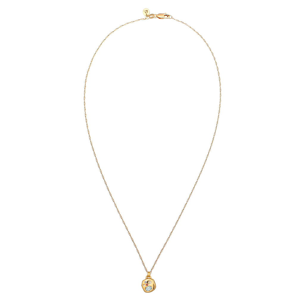 Gold - Elli PREMIUM | Halskette Anhänger | Saphir & Tansanit & Mondstein (Pink, Blau, Lila) | 925 Sterling Silber vergoldet