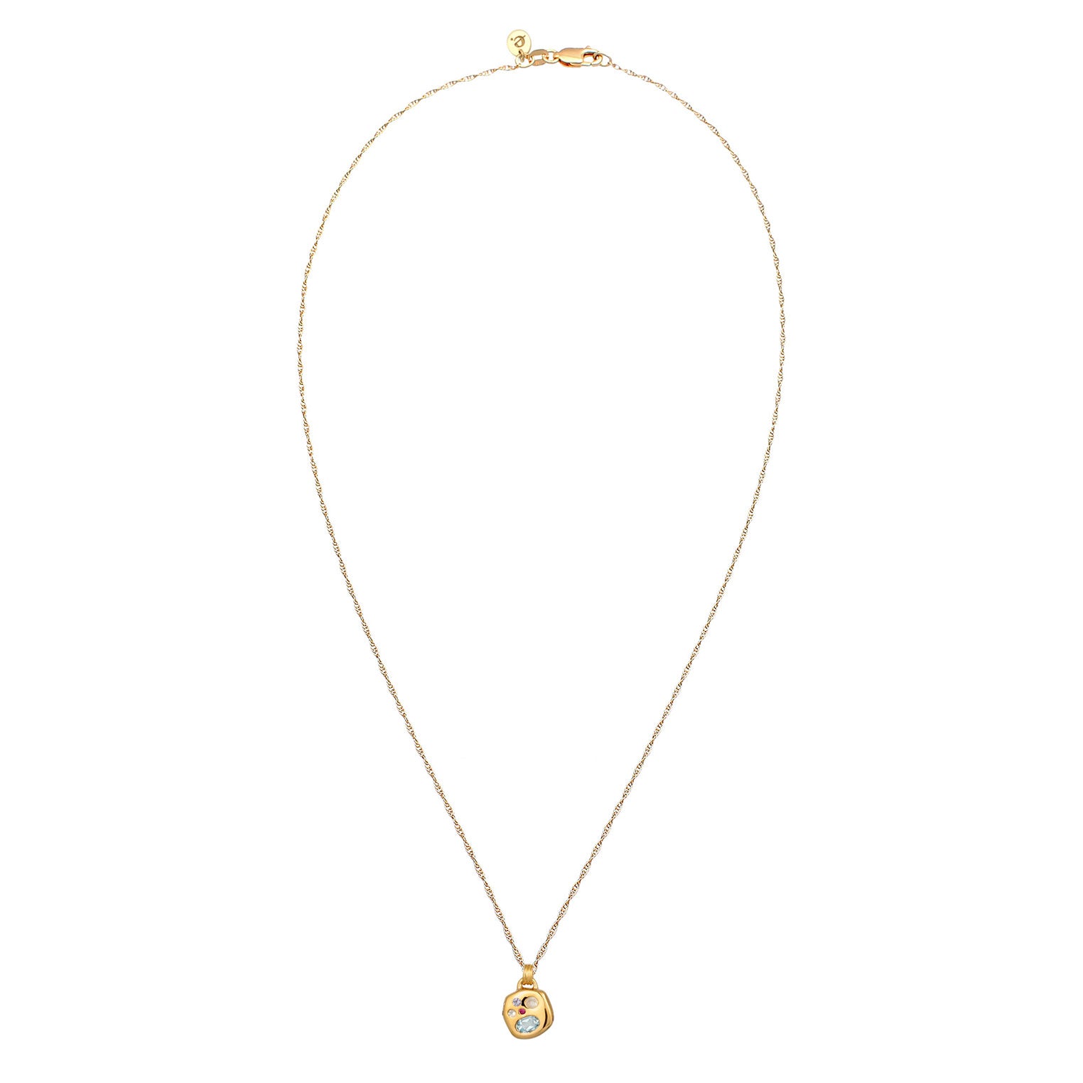 Gold - Elli PREMIUM | Halskette Anhänger | Saphir & Tansanit & Mondstein (Pink, Blau, Lila) | 925 Sterling Silber vergoldet