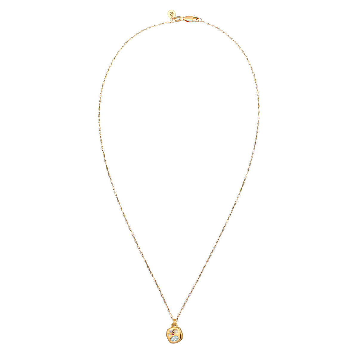 Gold - Elli PREMIUM | Halskette Anhänger | Saphir & Tansanit & Mondstein (Pink, Blau, Lila) | 925 Sterling Silber vergoldet