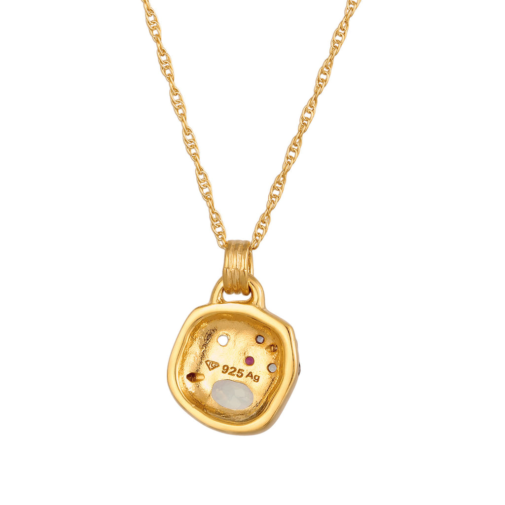 Gold - Elli PREMIUM | Halskette Anhänger | Saphir & Tansanit & Mondstein (Pink, Blau, Lila) | 925 Sterling Silber vergoldet