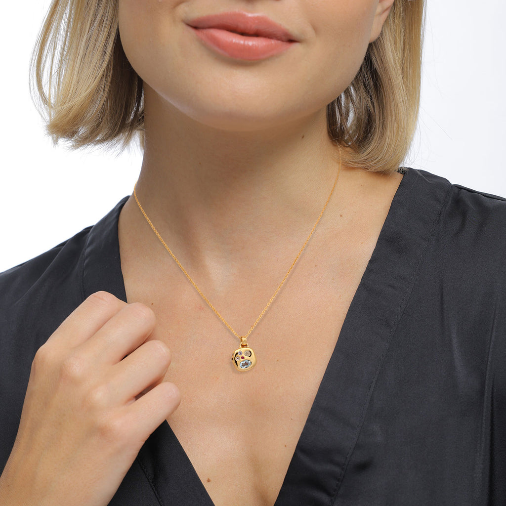 Gold - Elli PREMIUM | Halskette Anhänger | Saphir & Tansanit & Mondstein (Pink, Blau, Lila) | 925 Sterling Silber vergoldet