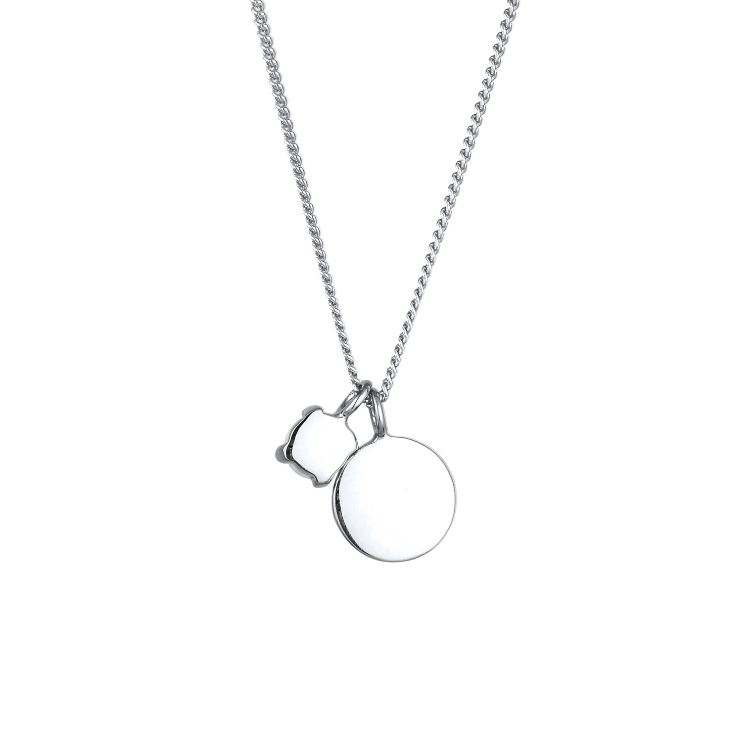 Silber - Elli | Halskette Plättchen | Synthetischer Opal (Weiß) | 925 Sterling Silber