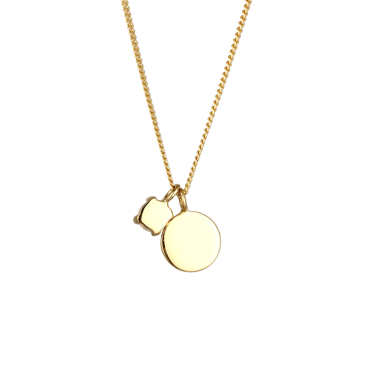 Gold - Elli | Halskette Plättchen | Synthetischer Opal (Weiß) | 925 Sterling Silber vergoldet
