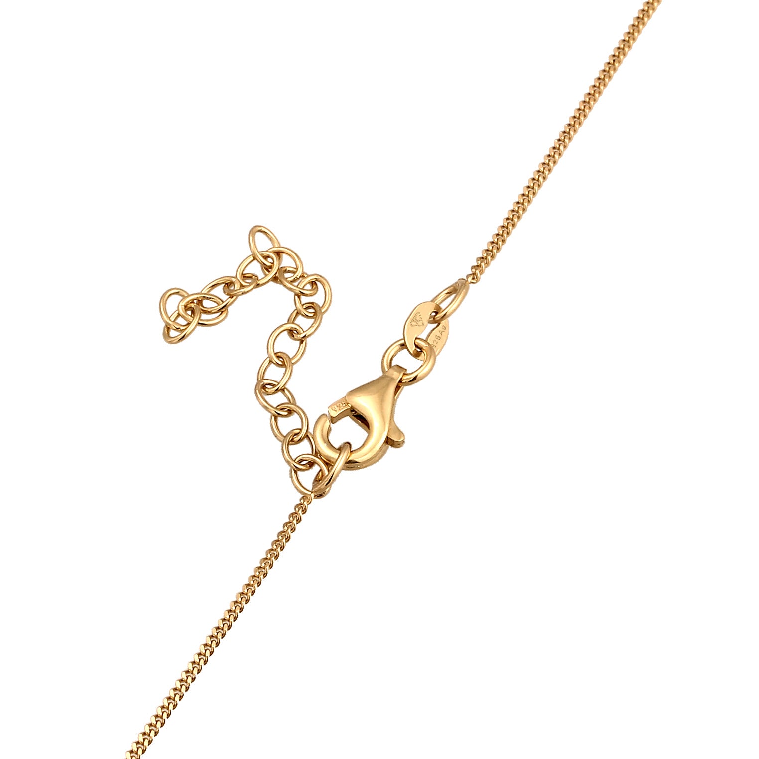 Gold - Elli | Halskette Plättchen | Synthetischer Opal (Weiß) | 925 Sterling Silber vergoldet