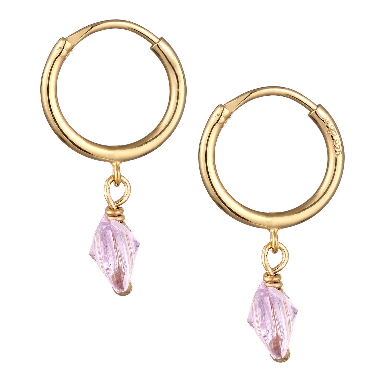 Gold - Elli | Creolen Schmetterling | Mit Kristallen von Swarovski® (Lila) | 925 Sterling Silber vergoldet