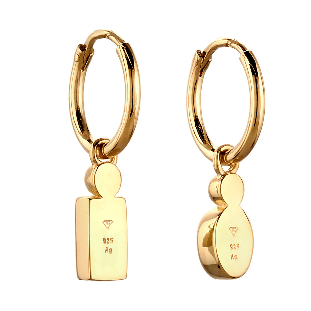 Gold - Elli | Creolen | Mit Kristallen von Swarovski® (Pink & Blau) | 925 Sterling Silber vergoldet