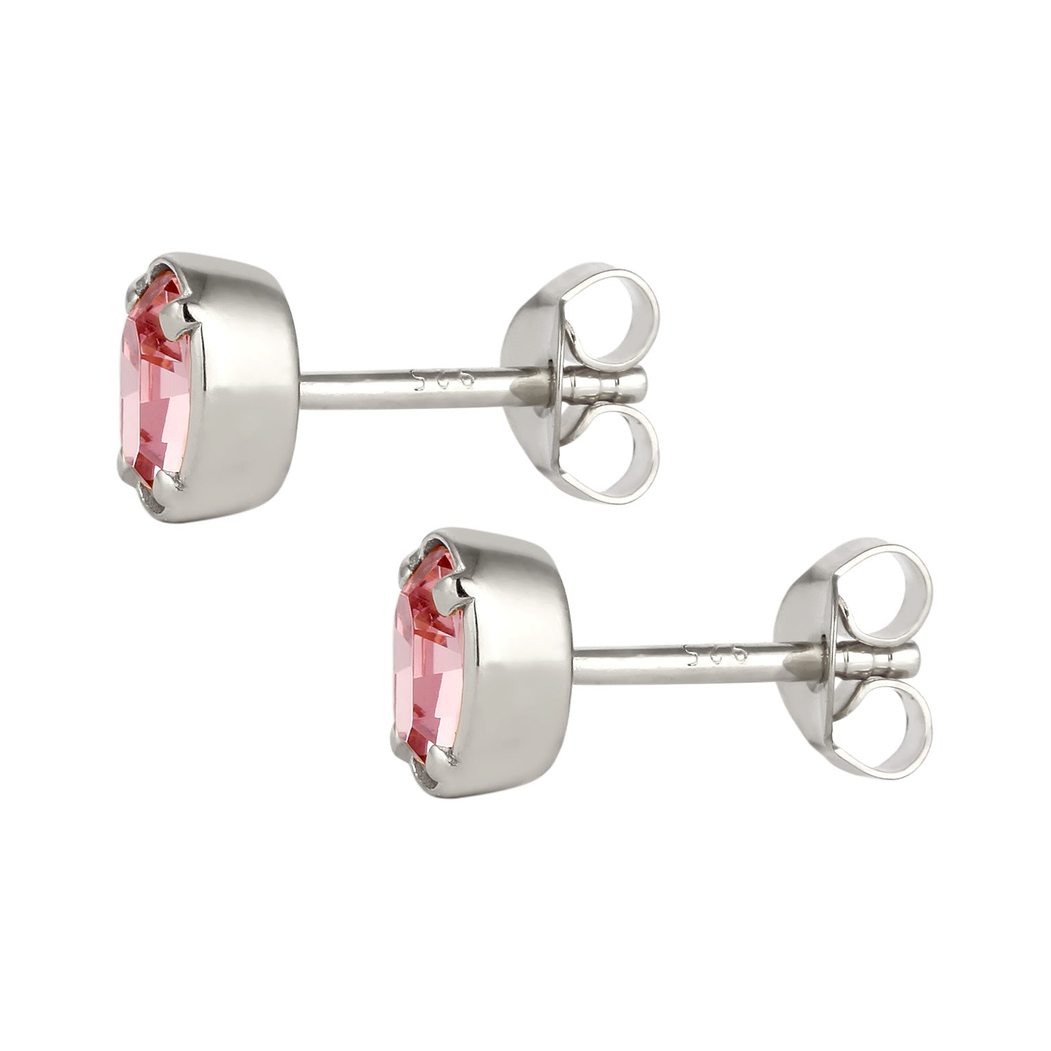 Silber - Elli | Ohrstecker Oval | Mit Kristallen von Swarovski® (Pink) | 925 Sterling Silber