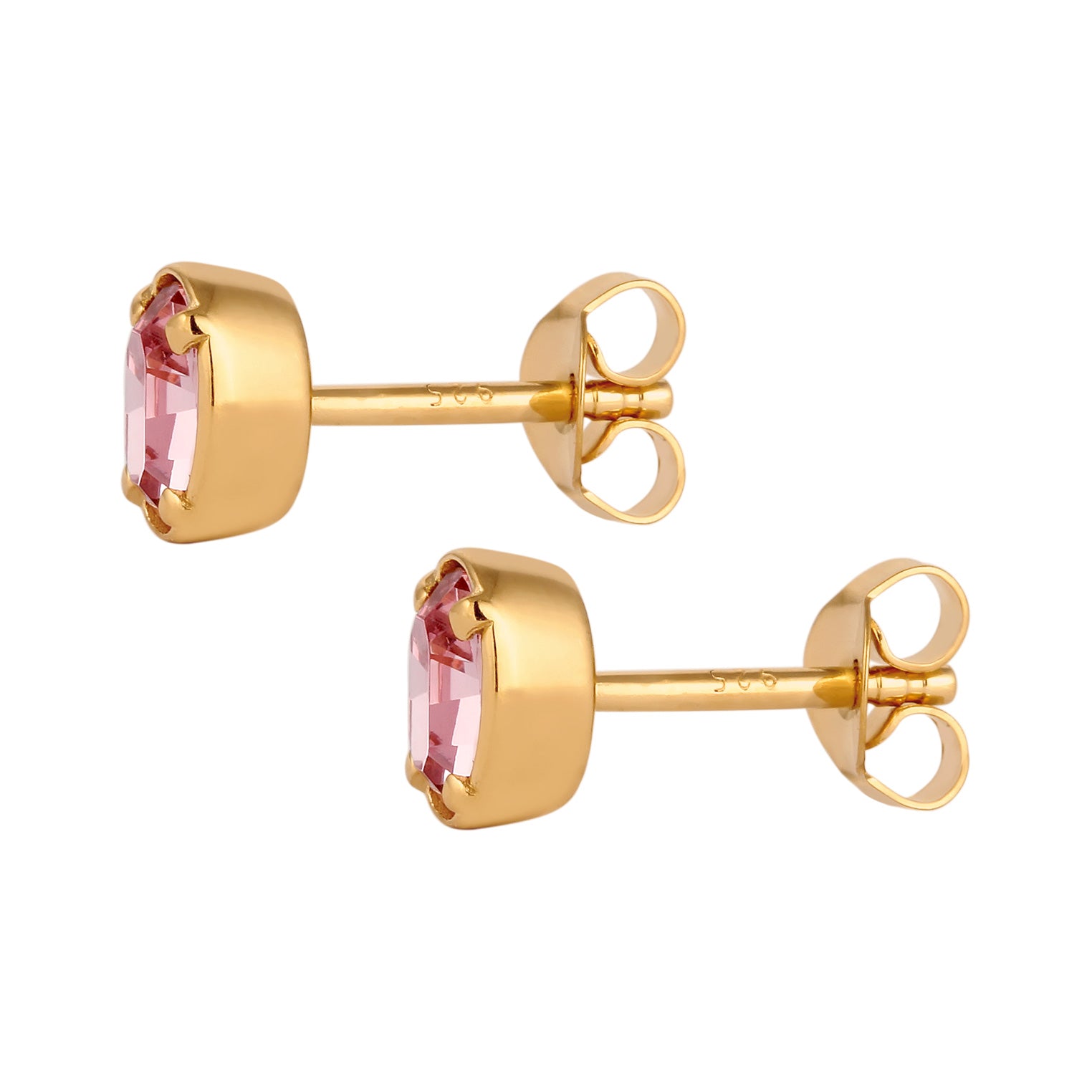 Gold - Elli | Ohrstecker Oval | Mit Kristallen von Swarovski® (Pink) | 925 Sterling Silber vergoldet