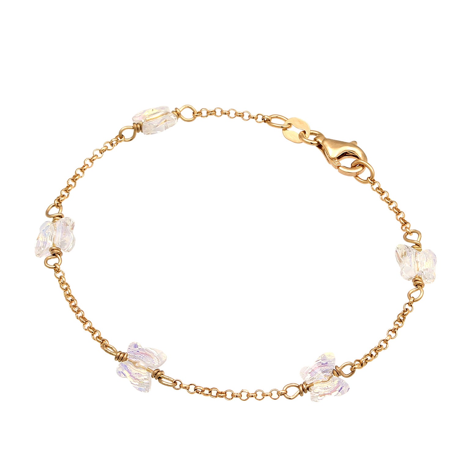 Gold - Elli | Armband Schmetterling | Mit Kristallen von Swarovski® (Weiß) | 925 Sterling Silber vergoldet