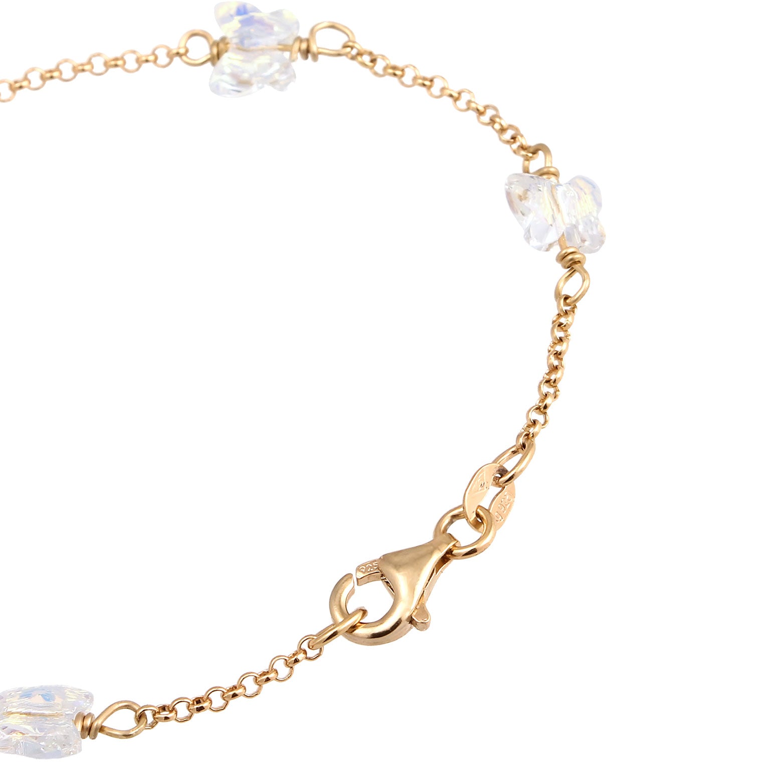 Gold - Elli | Armband Schmetterling | Mit Kristallen von Swarovski® (Weiß) | 925 Sterling Silber vergoldet