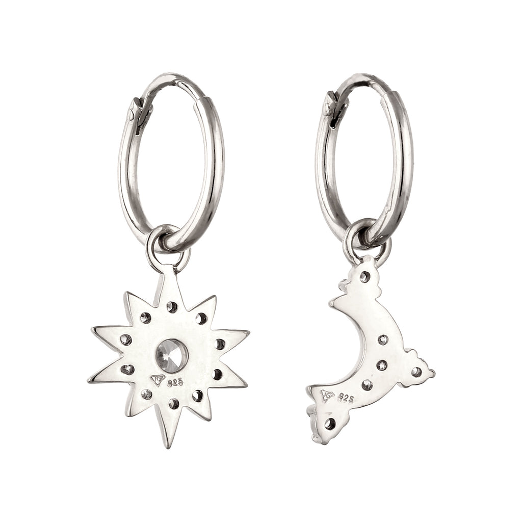 Silber - Elli | Creolen Sonne | Zirkonia (Weiß,Pink) | 925 Sterling Silber