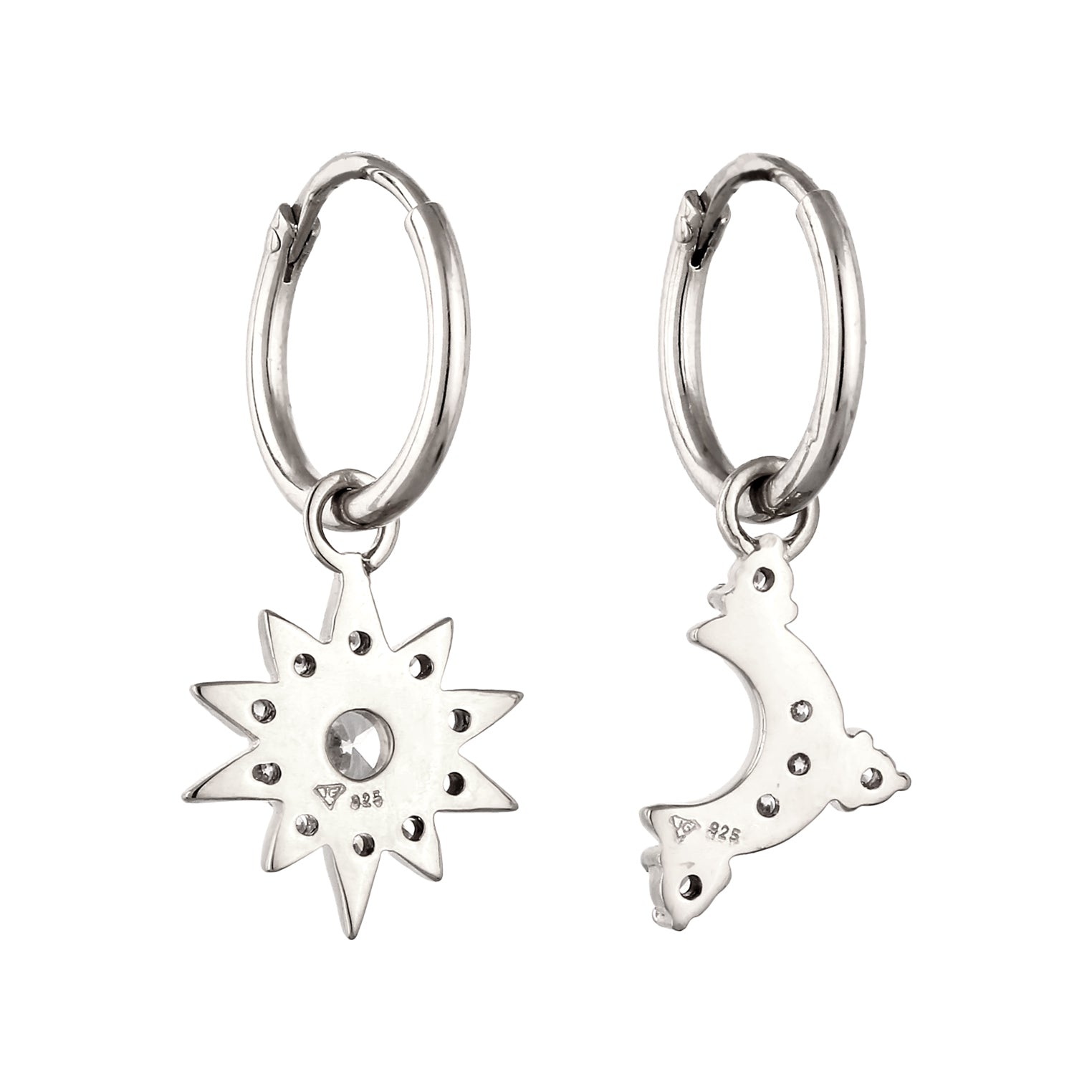 Silber - Elli | Creolen Sonne | Zirkonia (Weiß,Pink) | 925 Sterling Silber