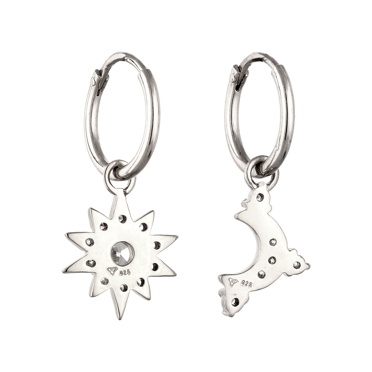 Silber - Elli | Creolen Sonne | Zirkonia (Weiß,Pink) | 925 Sterling Silber