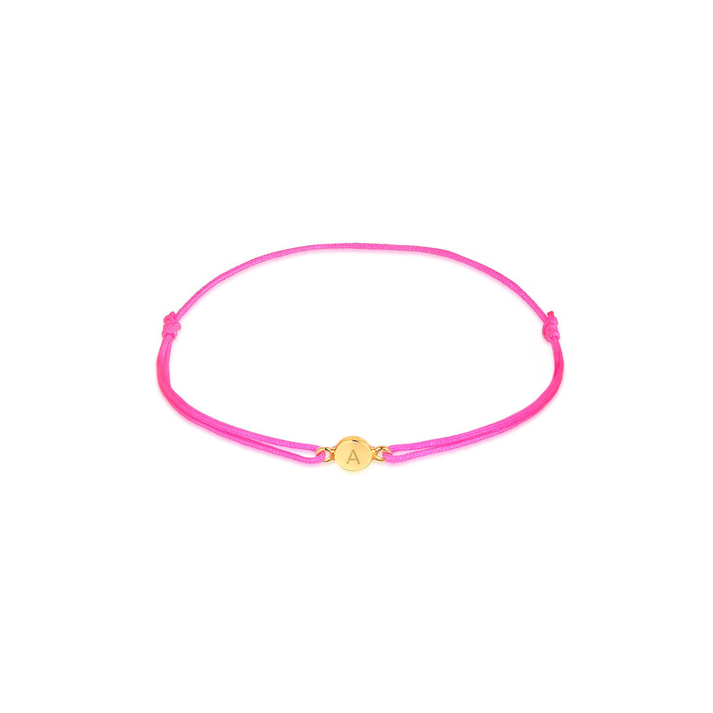 Pink - Elli | Armband Pink | Gravur Plättchen | 925 Sterling Silber vergoldet