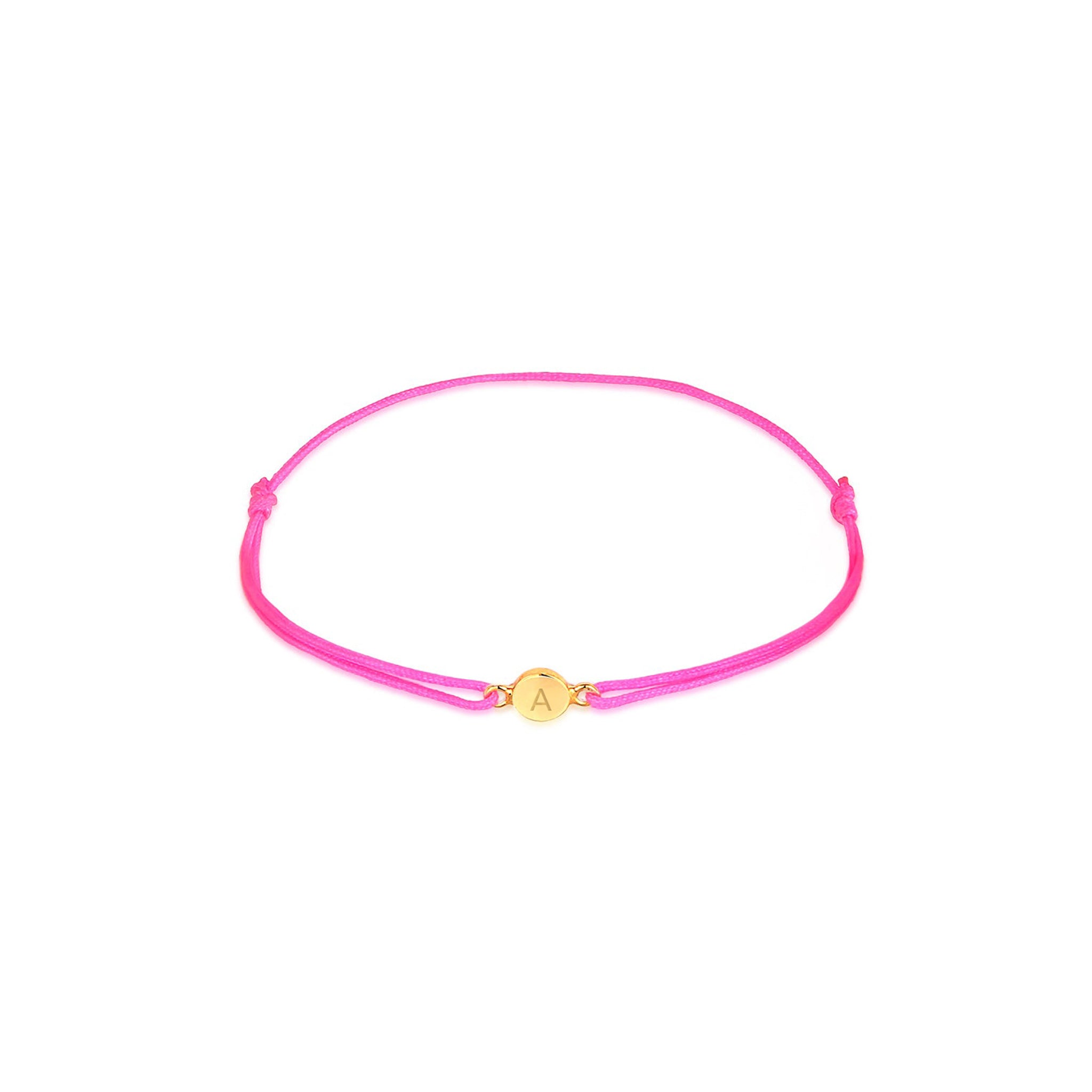Pink - Elli | Armband Pink | Gravur Plättchen | 925 Sterling Silber vergoldet