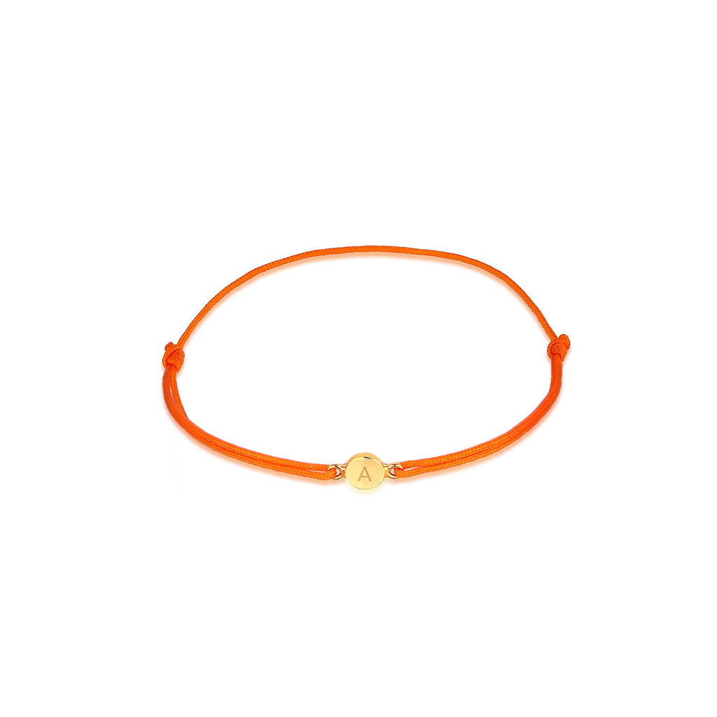 Orange - Elli | Armband Orange | Gravur Plättchen | 925 Sterling Silber vergoldet